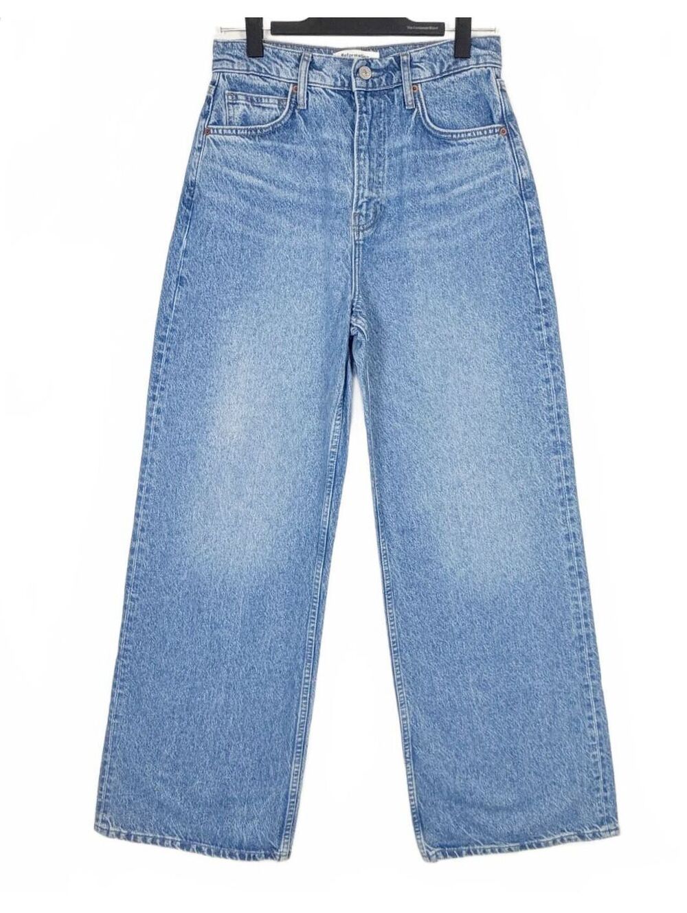 Reformation Cary High Rise Wide Leg Jeans Medium Blue Rigid Cotton Size‎ 28